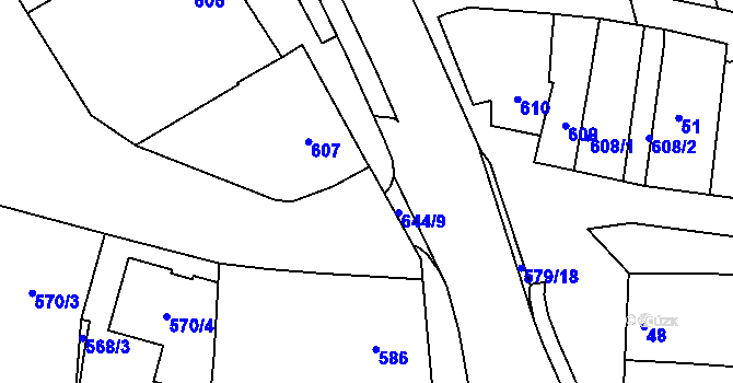 Parcela st. 595/10 v KÚ Starovičky, Katastrální mapa