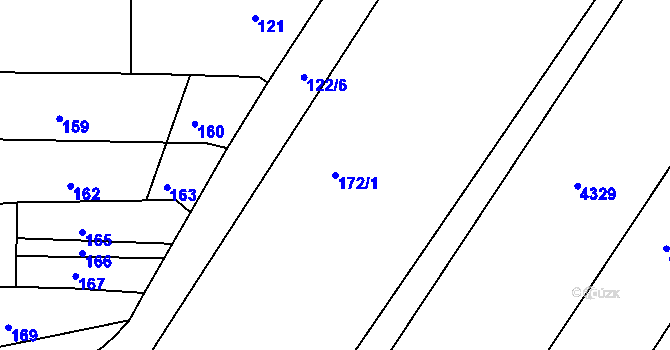 Parcela st. 172/1 v KÚ Starovičky, Katastrální mapa
