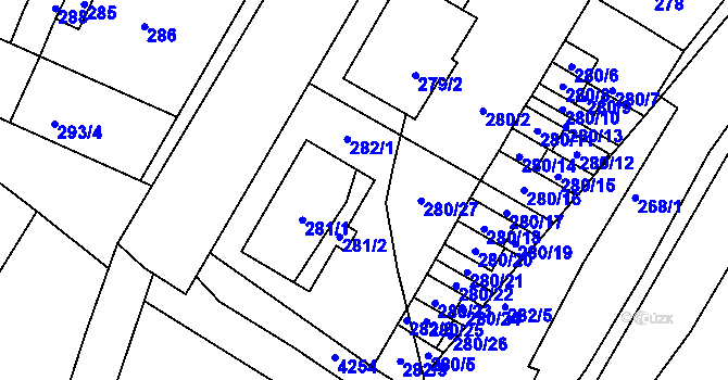 Parcela st. 281/3 v KÚ Starovičky, Katastrální mapa