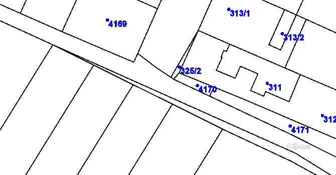 Parcela st. 283/17 v KÚ Starovičky, Katastrální mapa