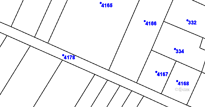 Parcela st. 338/1 v KÚ Starovičky, Katastrální mapa