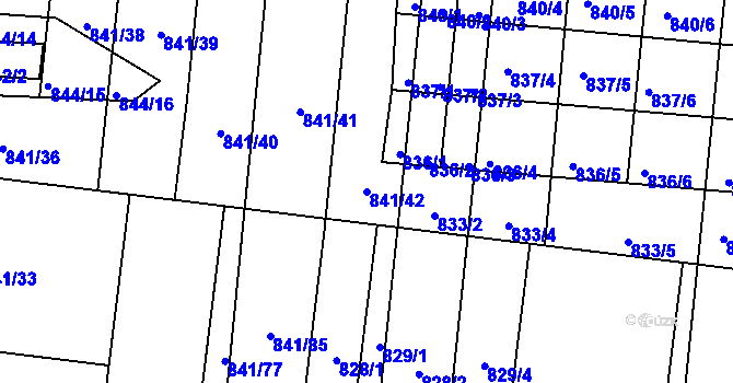 Parcela st. 841/42 v KÚ Starovičky, Katastrální mapa