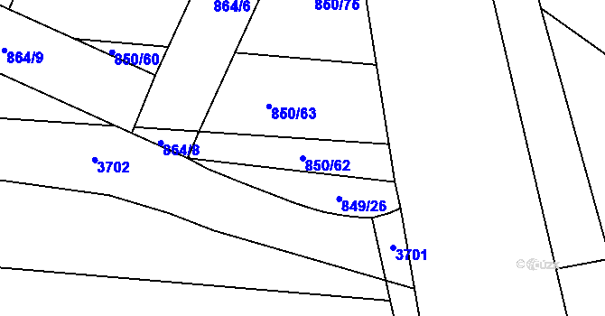 Parcela st. 850/62 v KÚ Starovičky, Katastrální mapa