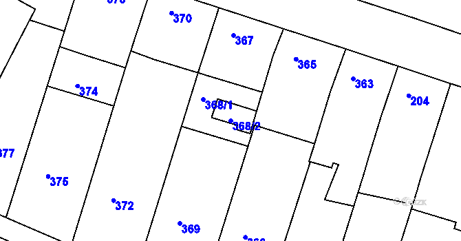 Parcela st. 368/2 v KÚ Starovičky, Katastrální mapa