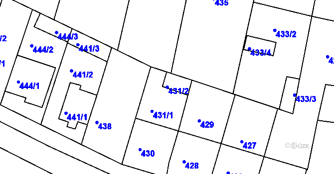 Parcela st. 431/2 v KÚ Starovičky, Katastrální mapa