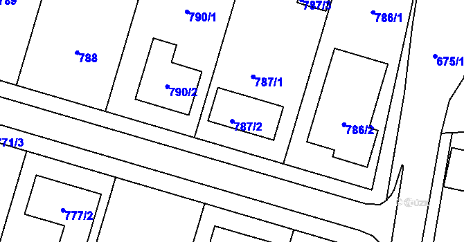Parcela st. 787/2 v KÚ Starovičky, Katastrální mapa