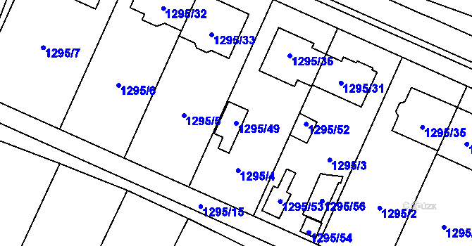 Parcela st. 1295/49 v KÚ Starovičky, Katastrální mapa