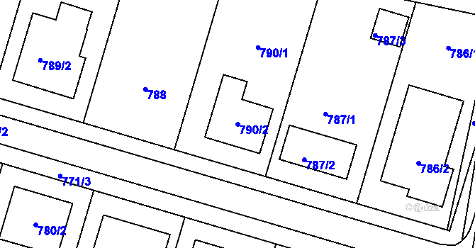 Parcela st. 790/2 v KÚ Starovičky, Katastrální mapa