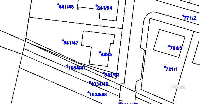 Parcela st. 4893 v KÚ Starovičky, Katastrální mapa