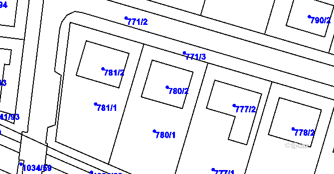 Parcela st. 780/2 v KÚ Starovičky, Katastrální mapa