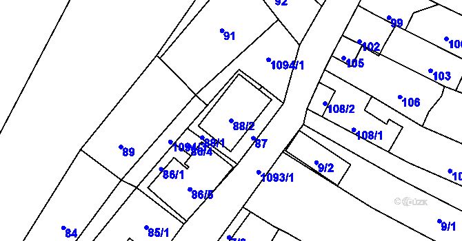 Parcela st. 88/2 v KÚ Starý Bohumín, Katastrální mapa