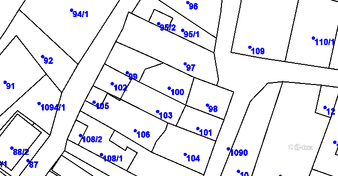 Parcela st. 100 v KÚ Starý Bohumín, Katastrální mapa