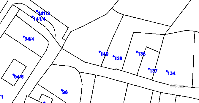 Parcela st. 140 v KÚ Starý Bohumín, Katastrální mapa