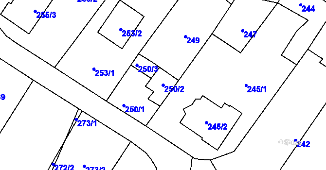 Parcela st. 250/2 v KÚ Starý Bohumín, Katastrální mapa