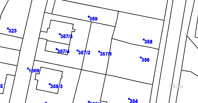 Parcela st. 357/1 v KÚ Starý Bohumín, Katastrální mapa