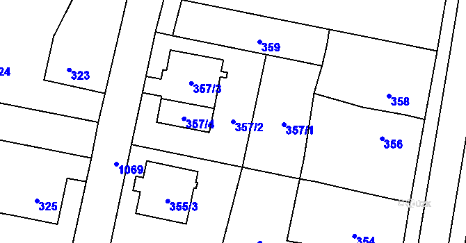 Parcela st. 357/2 v KÚ Starý Bohumín, Katastrální mapa