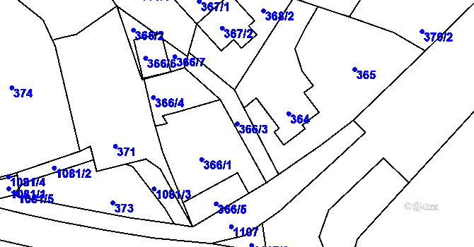 Parcela st. 366/3 v KÚ Starý Bohumín, Katastrální mapa