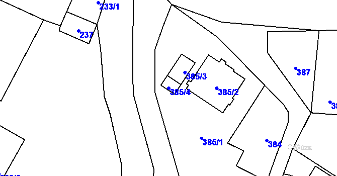 Parcela st. 385/4 v KÚ Starý Bohumín, Katastrální mapa