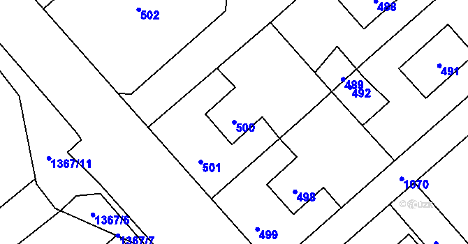 Parcela st. 500 v KÚ Starý Bohumín, Katastrální mapa