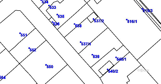 Parcela st. 537/1 v KÚ Starý Bohumín, Katastrální mapa