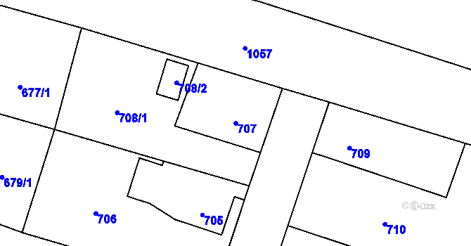 Parcela st. 707 v KÚ Starý Bohumín, Katastrální mapa