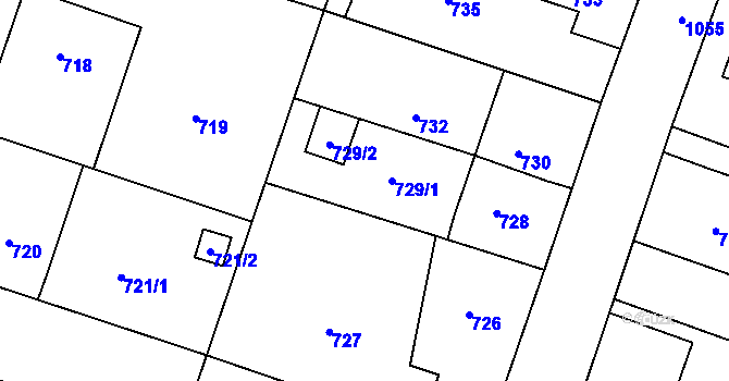 Parcela st. 729 v KÚ Starý Bohumín, Katastrální mapa