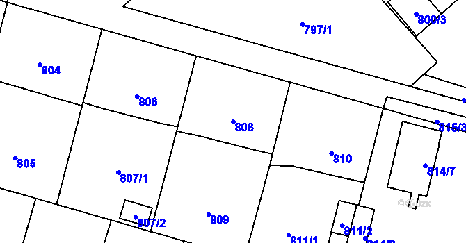 Parcela st. 808 v KÚ Starý Bohumín, Katastrální mapa