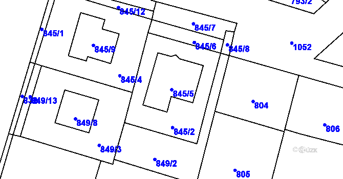 Parcela st. 845/5 v KÚ Starý Bohumín, Katastrální mapa