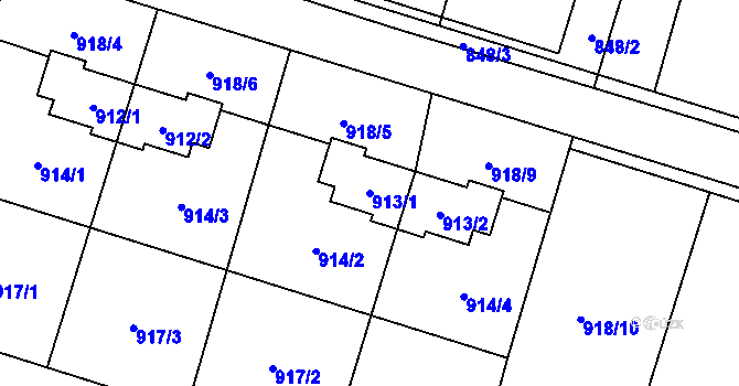 Parcela st. 913/1 v KÚ Starý Bohumín, Katastrální mapa