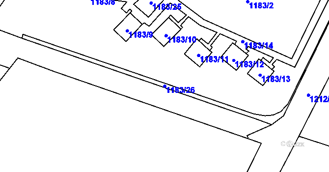 Parcela st. 1183/26 v KÚ Starý Bohumín, Katastrální mapa