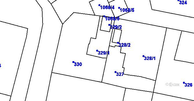 Parcela st. 329/1 v KÚ Starý Bohumín, Katastrální mapa