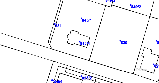 Parcela st. 843/4 v KÚ Starý Bohumín, Katastrální mapa