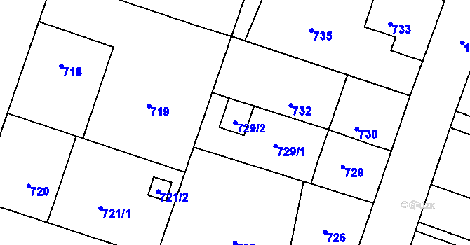 Parcela st. 729/2 v KÚ Starý Bohumín, Katastrální mapa