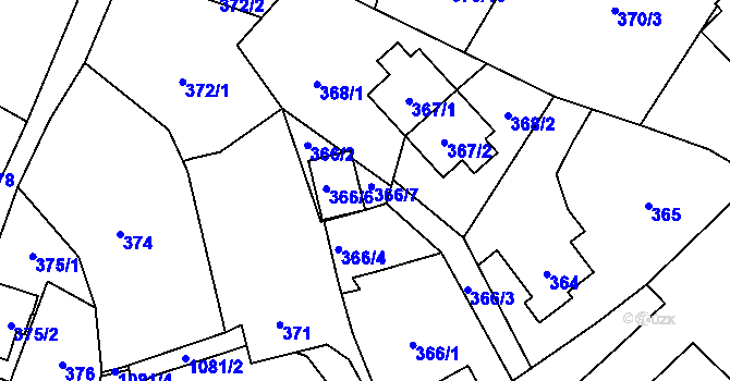 Parcela st. 366/7 v KÚ Starý Bohumín, Katastrální mapa