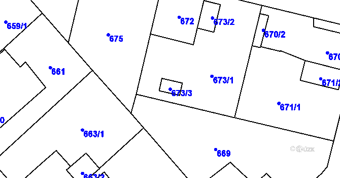 Parcela st. 673/3 v KÚ Starý Bohumín, Katastrální mapa