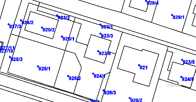 Parcela st. 923/6 v KÚ Starý Bohumín, Katastrální mapa