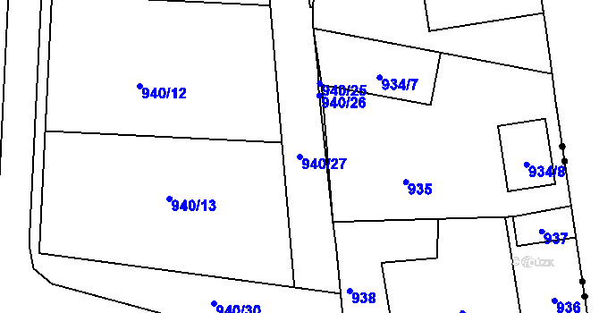 Parcela st. 940/27 v KÚ Starý Bohumín, Katastrální mapa