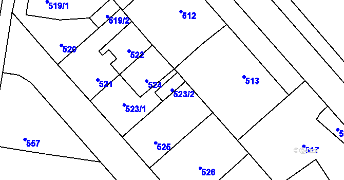 Parcela st. 523/2 v KÚ Starý Bohumín, Katastrální mapa