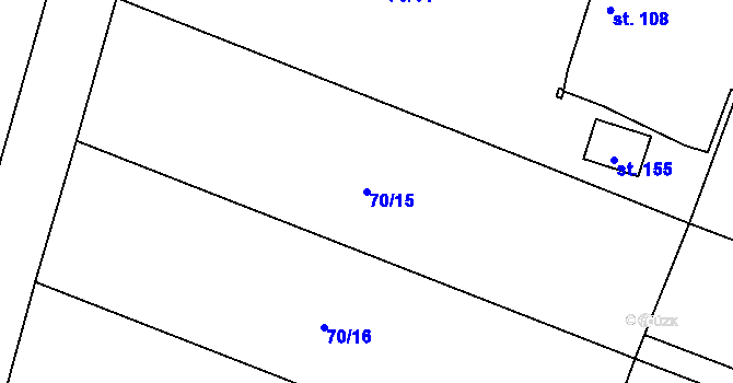Parcela st. 70/15 v KÚ Skřeněř, Katastrální mapa
