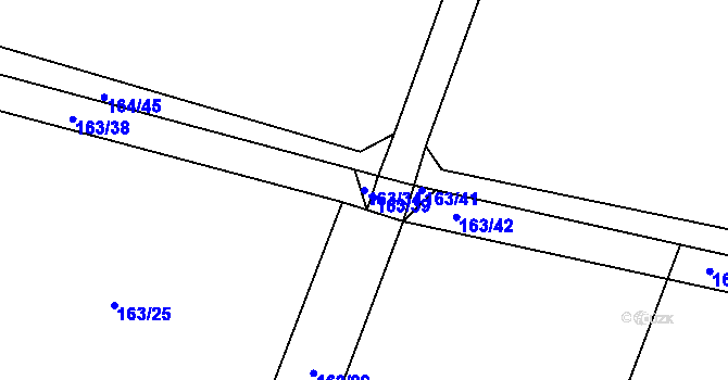 Parcela st. 163/34 v KÚ Skřeněř, Katastrální mapa