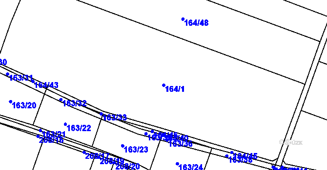 Parcela st. 164/1 v KÚ Skřeněř, Katastrální mapa