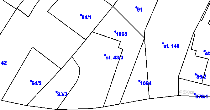 Parcela st. 43/3 v KÚ Starý Bydžov, Katastrální mapa
