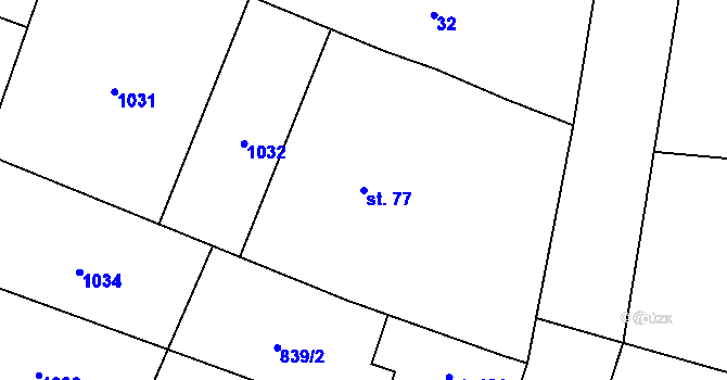 Parcela st. 77 v KÚ Starý Bydžov, Katastrální mapa