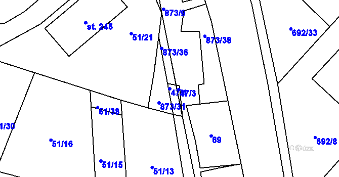Parcela st. 47/4 v KÚ Starý Bydžov, Katastrální mapa