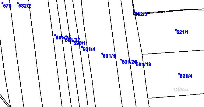 Parcela st. 601/1 v KÚ Starý Bydžov, Katastrální mapa