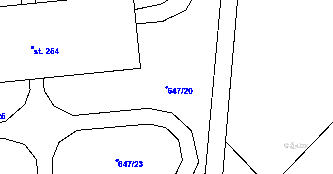 Parcela st. 647/20 v KÚ Starý Bydžov, Katastrální mapa