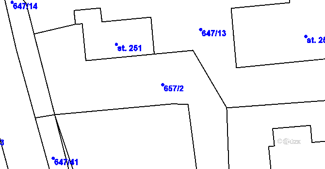 Parcela st. 657/2 v KÚ Starý Bydžov, Katastrální mapa