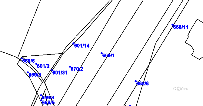 Parcela st. 669/1 v KÚ Starý Bydžov, Katastrální mapa