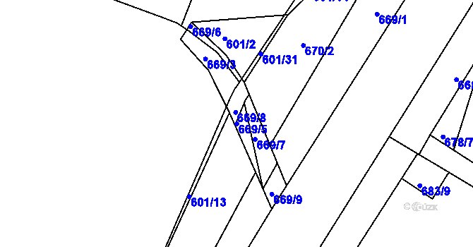 Parcela st. 669/5 v KÚ Starý Bydžov, Katastrální mapa