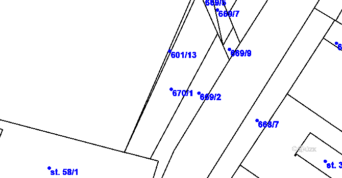 Parcela st. 670/1 v KÚ Starý Bydžov, Katastrální mapa